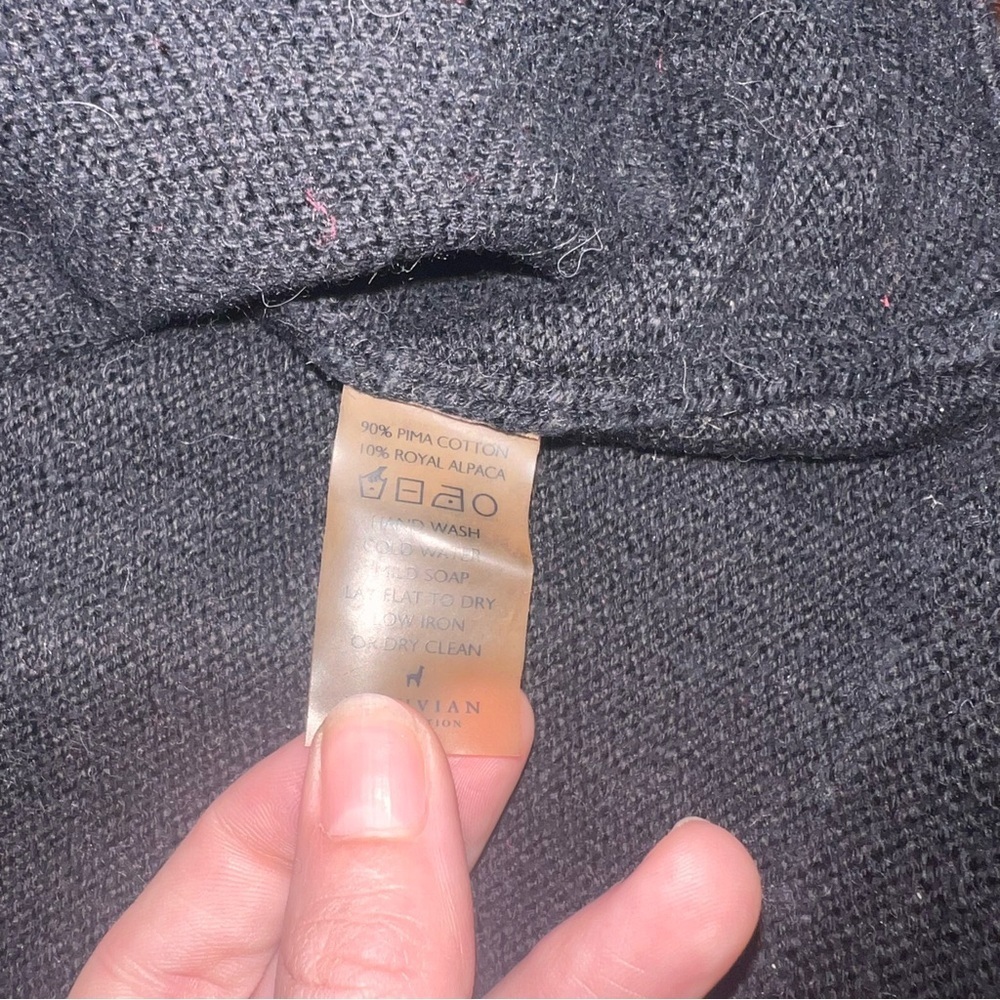 Peruvian Connection Black Knit Top Cotton\Alpaca Mix - Picture 3 of 4